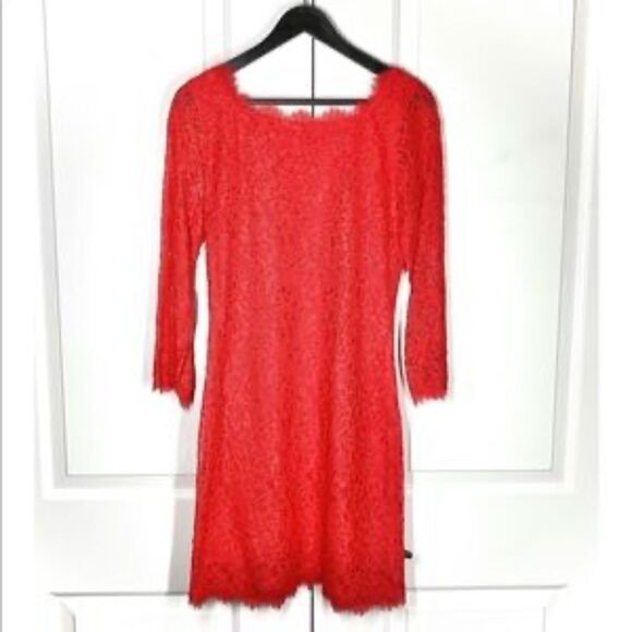 ✨NWT! Diane von Furstenberg Designer Red ZARITA Lace Sheath Dress - Picture 4 of 12